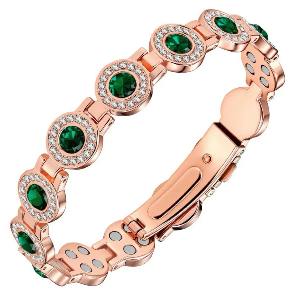 Copper Bracelet with Elegant Crystal Inlays for Women, Adjustable 4X Strength 3800 Gauss Magnetic Clasp, Gifts for Her, Womens Bracelet, Elegant Bracelet-rainbow bead-energy bracelet magnets-adjustable length