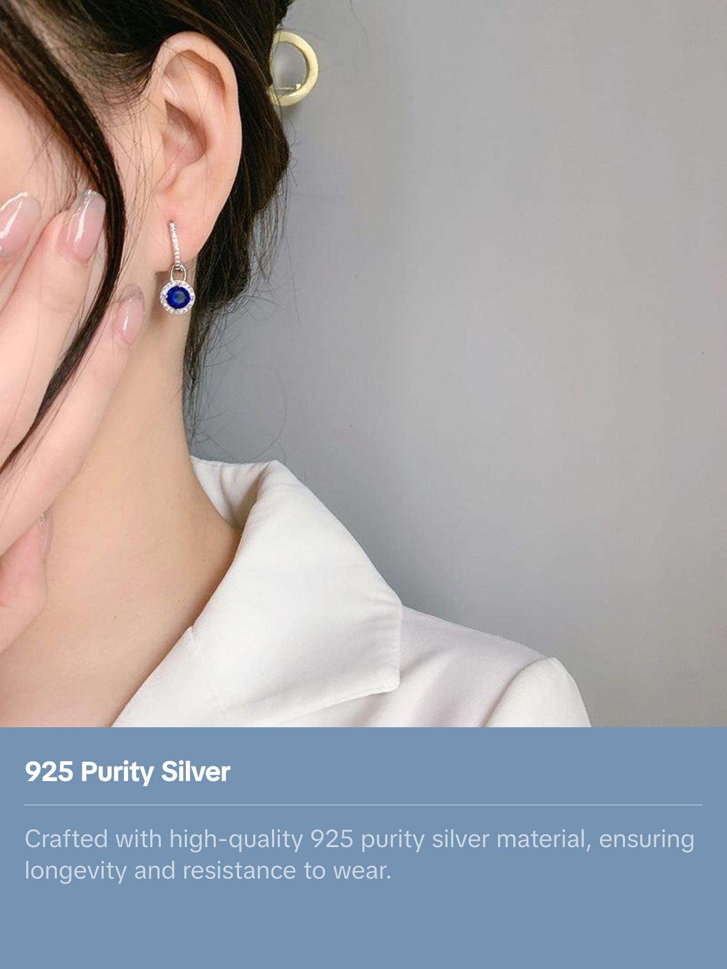 Women's Blue Crystal Zircon Hook Earrings