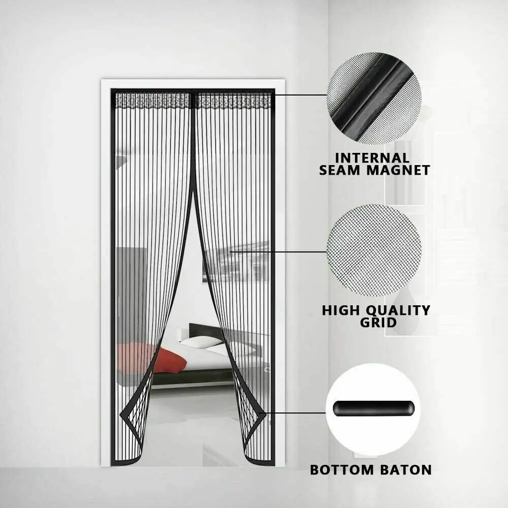 Homitt Magnetic Screen Door 82"x39"/82"x35" Hands Free Windproof Full Frame Hook&Loop Durable Polyester Mesh with Magnets & Gravity Sticks Pet Kid Friendly Easy Install Sliding Barn Doors Side Access Door tiktokshopbacktoschool