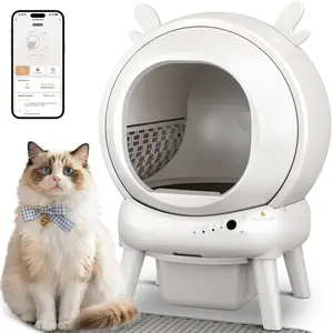 Furrykiddy Automatic Self Cleaning Litter Box, Cat Litter Box with APP Control, 65L Globe & Dual Safety Sensors, Robot Litter Box, 1 Roll Garbage Bags and Litter Mat, <35DB, for Multiple Cats