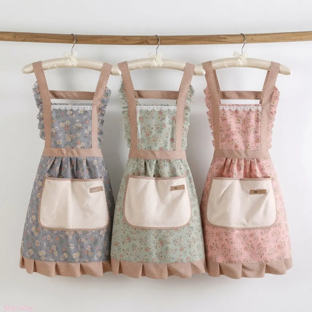 3 Pack Cute Princess Dress Aprons for Women, Lightweight Korean Style, Waterproof, Oil Proof & Stain-Resistant with Adjustable Strap for Daily Cooking, Kitchen homeessentials, Gift, Female, Floral Princess Dress - Pink