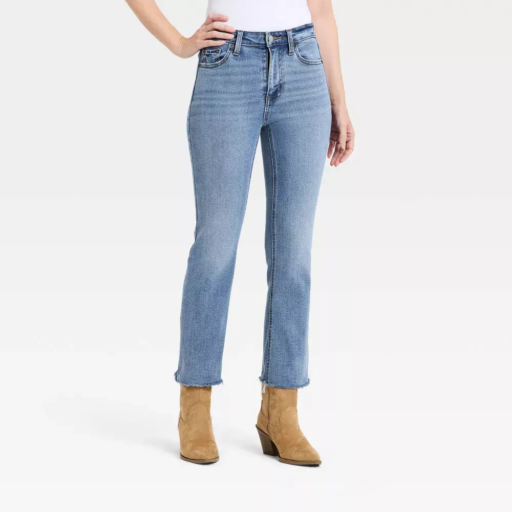 Women's High-Rise Kick Flare Jeans - Slim, Comfortable Spandex Garment Bottom for Universal Wear