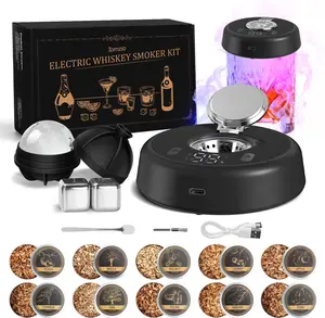 Electric Whiskey Smoker Kit with 7 Light Modes,Rechargeable Cocktail Smoker with 10 Natural Wood Chips,Food-Grade Stainless Steel Ice Cubes & Mold,Unique Birthday Bourbon Gift for Men, Dad, Husband Colorful Drink Reusable Utensils Utensils perfect present