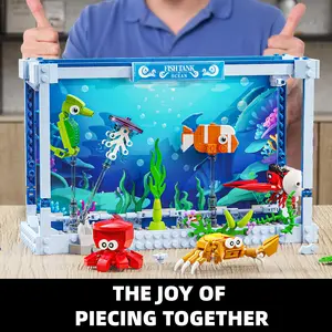 391-piece ocean aquarium building block model set, creative aquarium marine animal brick toy set, room desktop decoration, personalized decor, Christmas and birthday gifts, suitable for adults and teens aged 6 and up