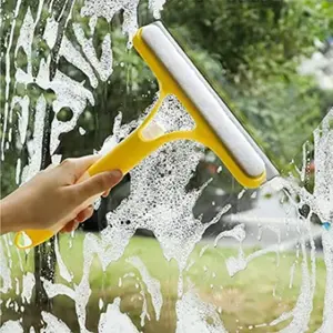 3 in 1 Window Cleaning Scraper Cleaner Squeegee with Built-in Spray Bottle for Shower Glass Mirrors Car Home All-Purpose Tool Blue bathroom brush scrubber