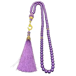 99-Bead Prayer Bead Bracelet with Imitation Pearl Tassels, Meditation Bracelet