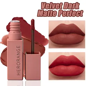 6Pcs Dark Matte Liquid Lipstick Set Velvety Matte Finish Waterproof Smudge Proof Long Wear Moisturizing Non-Drying Lip Gloss Multi Shade Beauty Kit for Halloween Goth Makeup