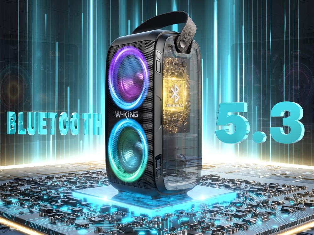 W-KING 180W Party Portable Karaoke Speaker with WIRELESS MICROPHONE, Outdoor Wireless Bluetooth Speaker Loud Big Large with 2 Full-Range Drivers-Super Bass with Lights, IPX5, Huge 105dB Sound, 24H, U-Disk, TF, AUX, EQ Loudspeaker Audio W-KING 180W Party Portable Karaoke Speaker with WIRELESS MICROPHONE, Outdoor Wireless Bluetooth Speaker Loud Big Large with 2 Full-Range Drivers-Super Bass with Lights, IPX5, Huge 105dB Sound, 24H, U-Disk, TF, AUX, EQ Loudspeaker Audio