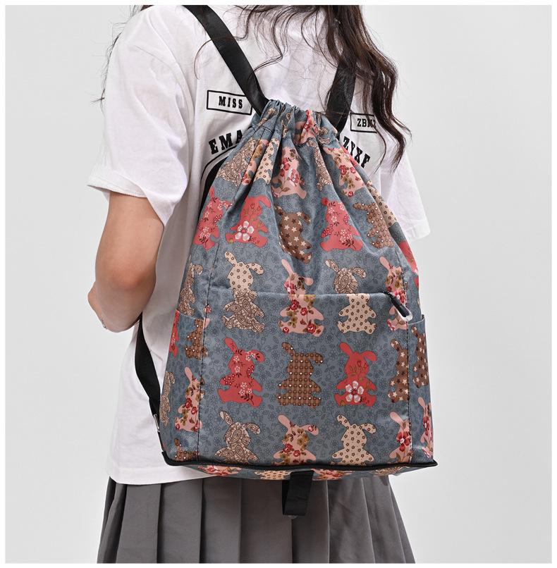 Foldable Drawstring Lightweight Backpack Portable Stylish Large Capacity Travel Storage Bag Basketball Bag