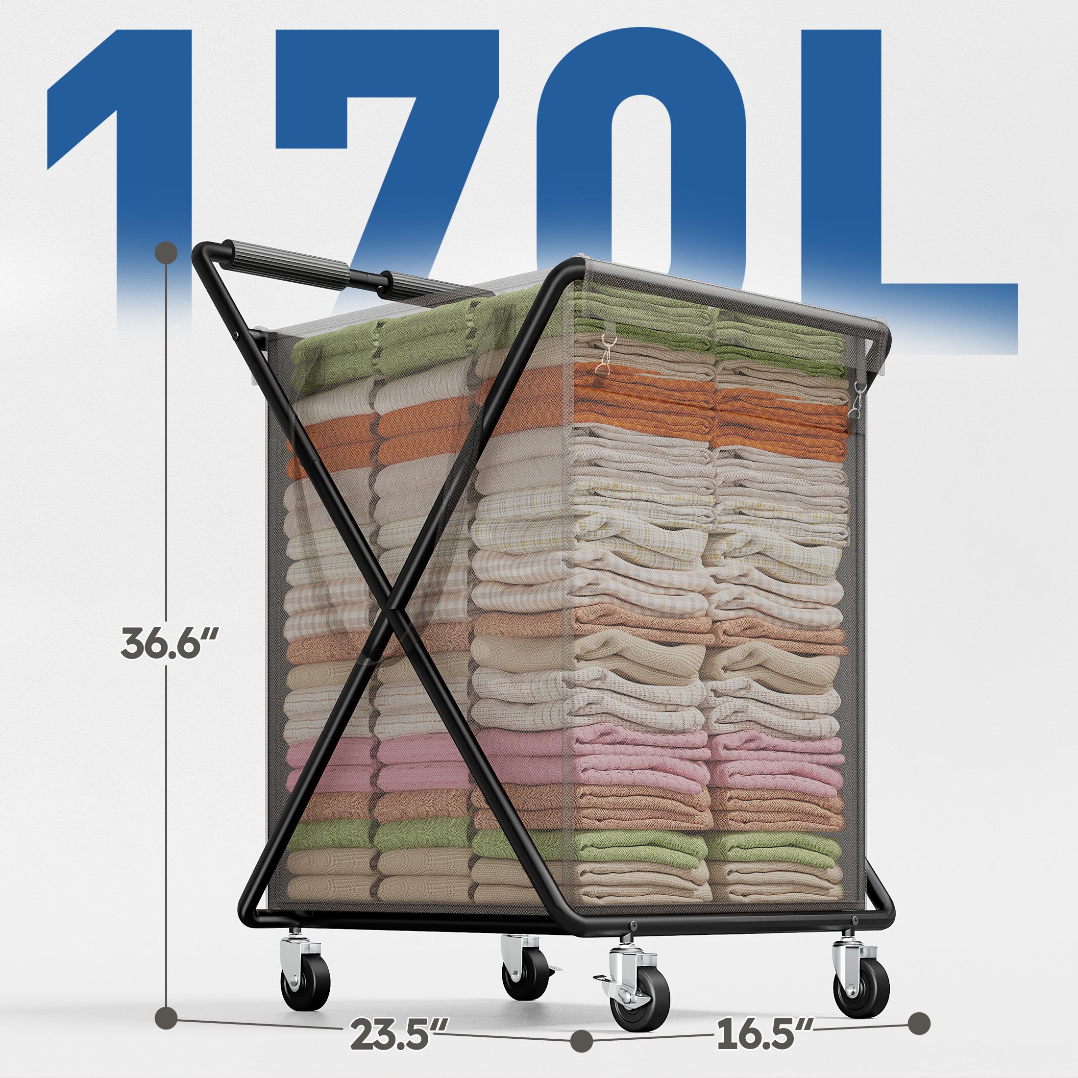 【Mom's SAVIOR】Raybee 170L/45 Gallons Rolling Laundry Basket With Wheels & Laundry Detergent Pocket,Extra Large Washable Laundry Hamper for Home & College Laundry room,Laundry Sorter