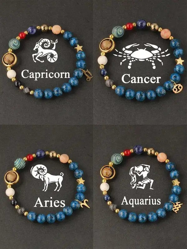 Unisex Chinese Zodiac Guardian Bead Bracelet - Crystal Talisman Bracelets & Bangles, Artificial Crystal Bangle, Fashion Costume Jewelry, Top Birth Year Choice, Versatile and Meaningful Daily Casual Adult Accessory, Birthday Gift for Significant Other