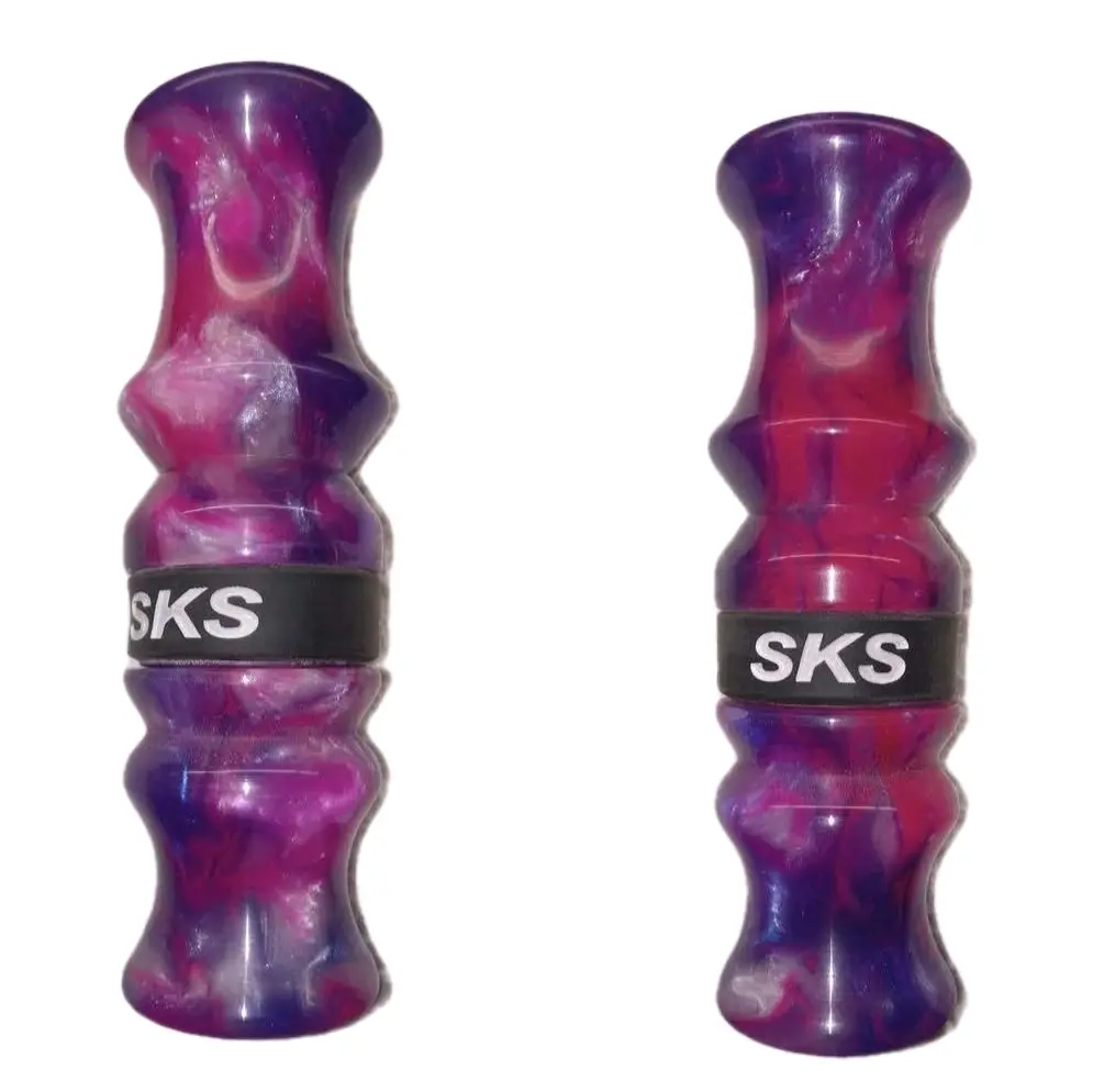SKS Hand Made Duck Call with Vibrant Purple and Blue Swirl Design for Enhanced Hunting Experience