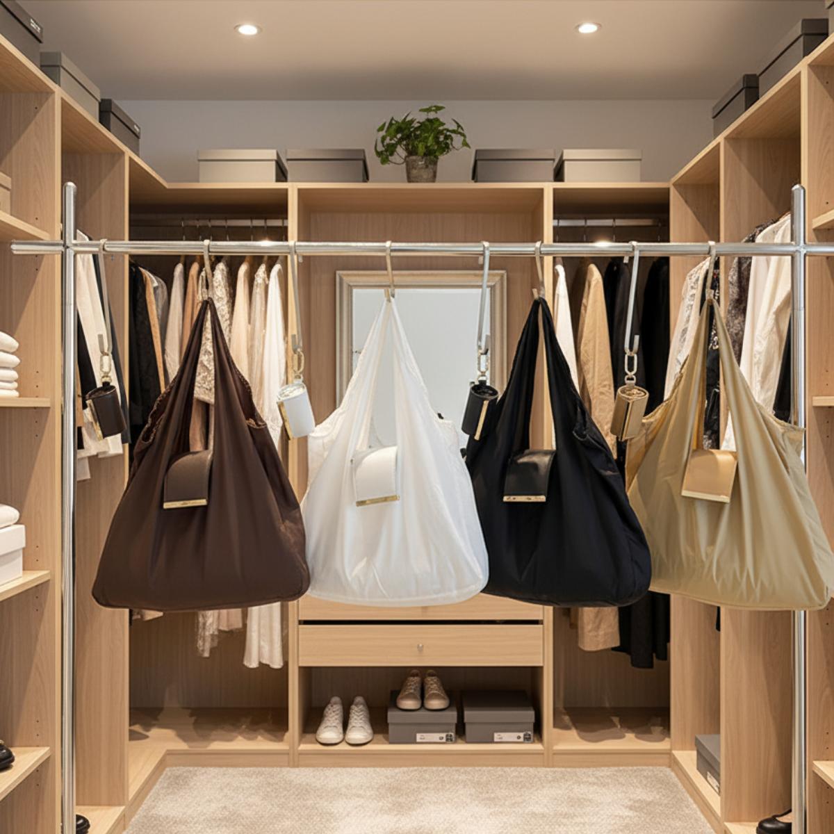 Keychain Tote Bag, Foldable Tote Bag, Expandable Leather Mini Bags with Key Ring, Portable Handbag for Daily Errands