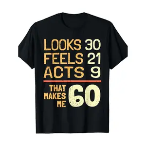 Funny 60th Birthday Outfit for Men - 60 Years T-Shirt with Number 60 | 100% Cotton Breathable Short Sleeve Round Neck Tee | Birthday Gift Idea for, Husband, Him