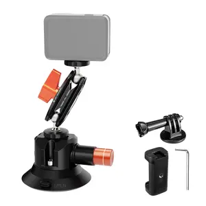 K&F CONCEPT 3" Suction Cup Mount - 360° Double Ball Head Magic Arm + Quick Release, 1/4" Screw Threads | Phone Mount & Phone Holder 2-in-1, Multi-Scene for Car/Home/Outdoor/Vlog, Compatible with Action Camera/DJI Insta360/Phone Video!