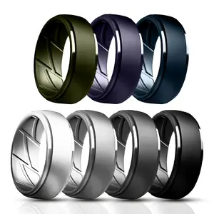 DS DERSA Silicone Rings 7 Pack Breathable Flexible Unisex Hypoallergenic Miami Band Fashion Jewelry Marquise Wedding Bands 8 mm Width 2 mm Thickness Sizes 6-16