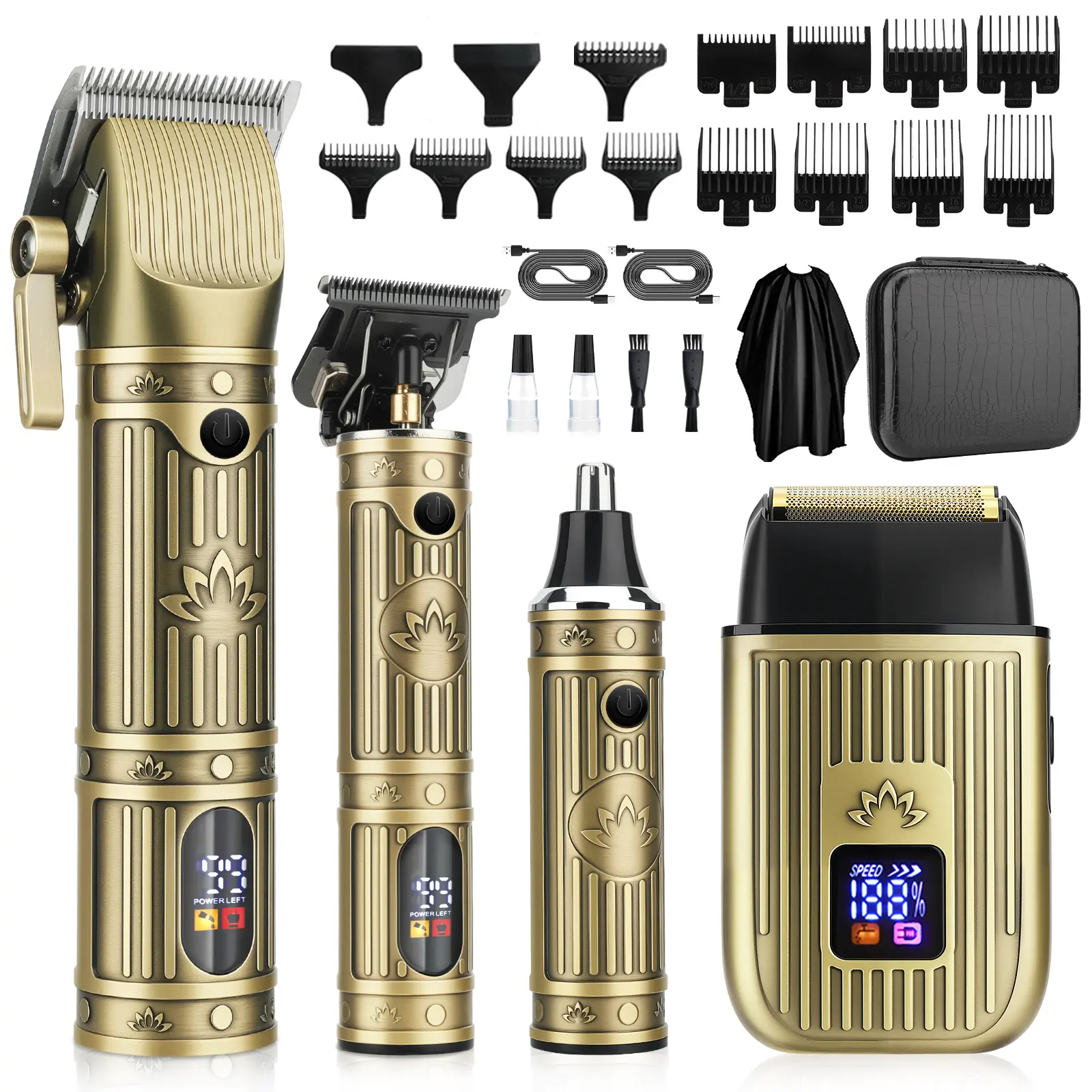 Amuliss Hair Clippers for Men Professional,Beard Trimmer Hair Trimmer Kit,Cordless Clippers and Trimmers Set,Electric Razor Shavers for Men,Nose Trimmer Mens Grooming Kit for Barber,LED Display tiktokshopbacktoschool