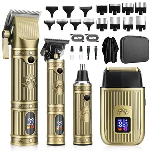 Hair Clippers for Men Professional,Beard Trimmer Hair Trimmer Kit,Cordless Clippers and Trimmers Set,Electric Razor Shavers for Men,Nose Trimmer Mens Grooming Kit for Barber,LED Display