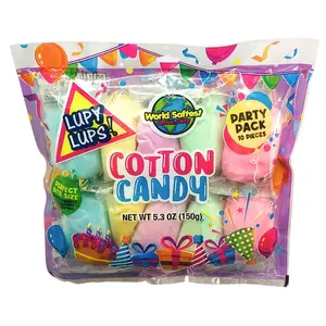 Lupy Lups Cotton Candy Party Pack (10 Pieces) Assorted Flavors & Colors Individually Wrapped Party Favor Candy