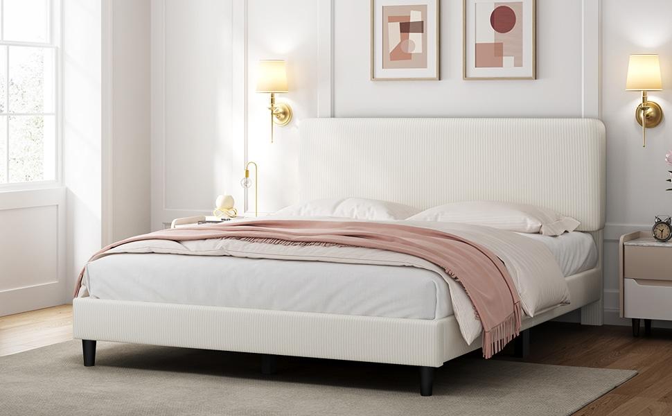 Yaheetech Bed Frames with Adjustable Headboard, Chenille Fabric Upholstered Headboard/Platform Bed, No Box Spring Needed/Wood Slats Support/Easy Assembly Yaheetech Bed Frames with Adjustable Headboard, Chenille Fabric Upholstered Headboard/Platform Bed, No Box Spring Needed/Wood Slats Support/Easy Assembly