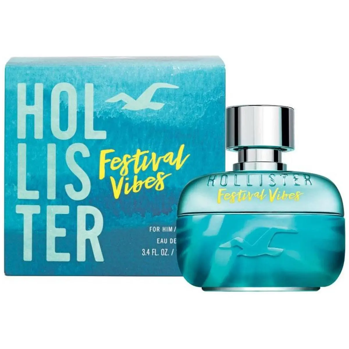 Hollister Festival Vibes for Him Masculine EDT Men's Cologne - Aromatic Body Fragrance Spray with Pineapple, Ginger, Ambergris, Ocean Woody Notes, 3.4 fl oz (EDT Option)