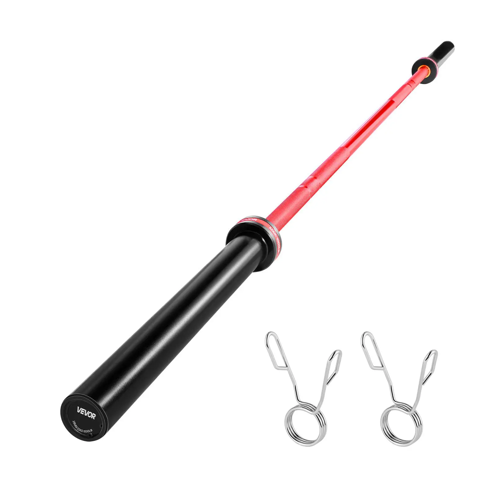 VEVOR 7ft Solid Steel Barbell Bar Weight Set - Ceramic Coating, Universal Fit, Knurled Grip, 1000lbs Capacity, Compatible with Standard 2-Inch Plates for Home Gym Powerlifting Workout