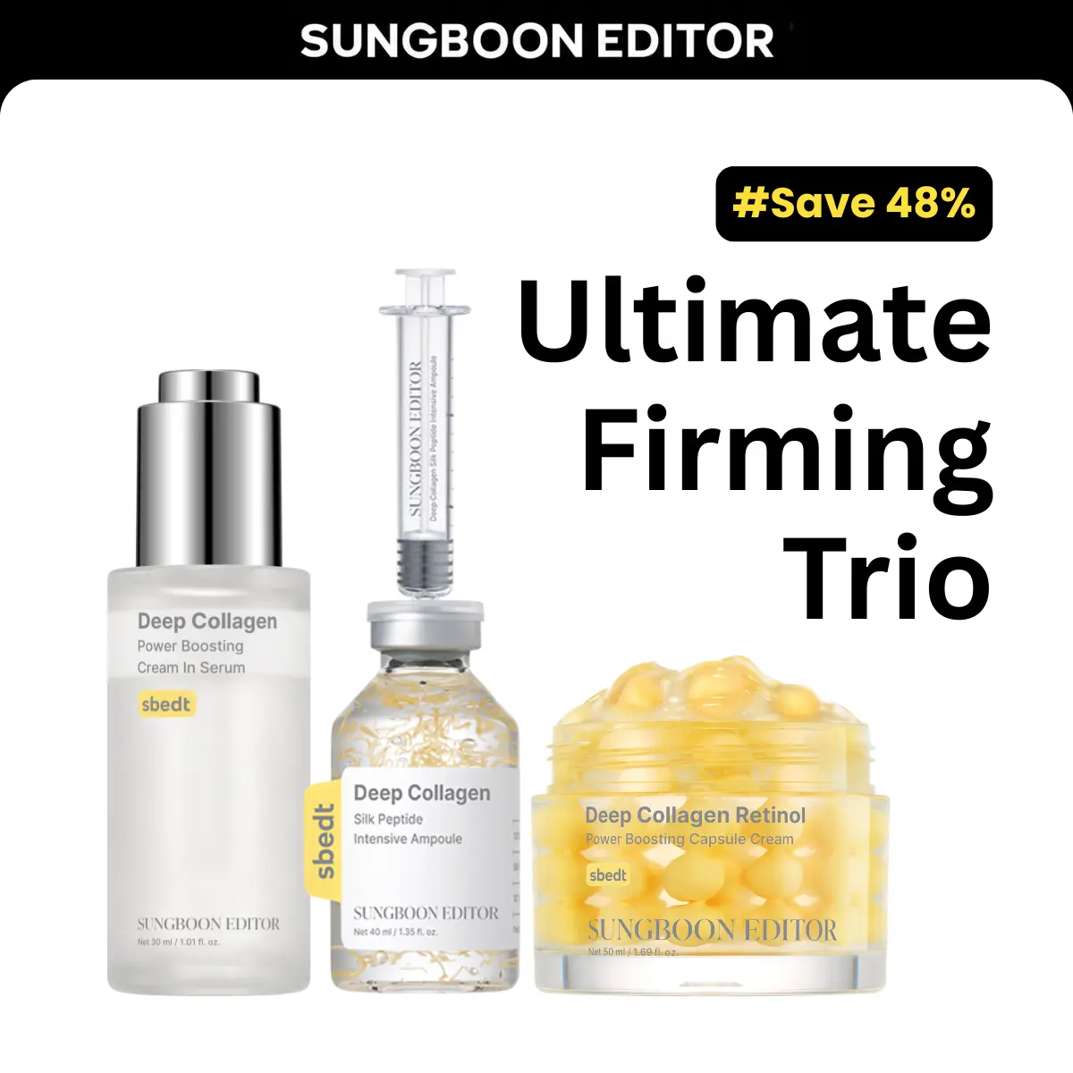 [SAVE 48%] Complete Firming Care Trio | Retinol, Collagen & Peptide Essentials for Hydration, Elasticity & Radiance Korean Hydrate Moisture Daily Lightweight