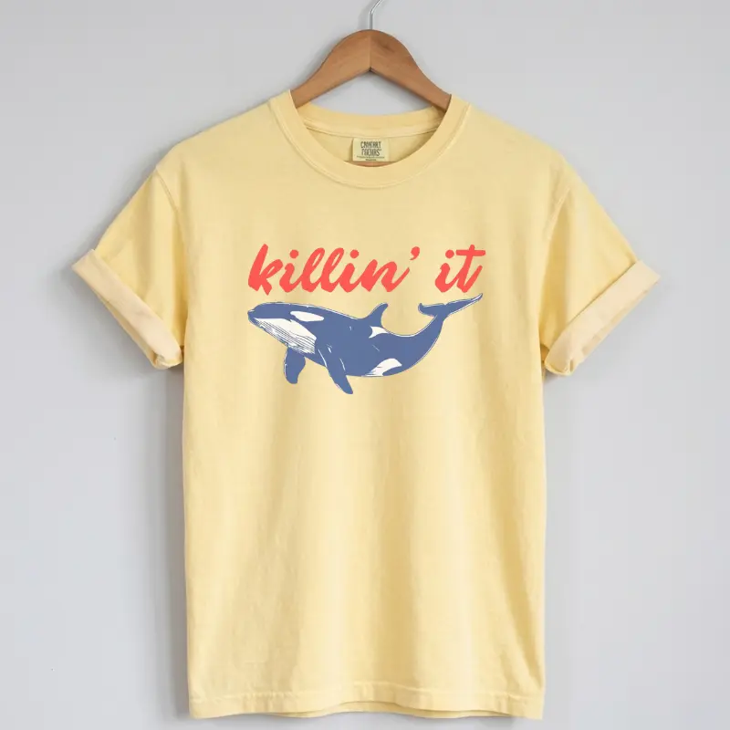 Comfort Colors 'Killin' It' Whale Shirt : Beach Day Orca Whale Whale Watching Tee