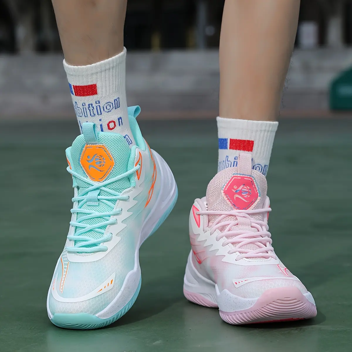 Male High-Top Basketball Sneakers - Shock-Absorbent MD Fabric Soles, Non-Slip Design, US Sizes for Outdoor Sports Activities