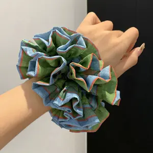 Handcrafted Floral Ruffle Scrunchie – Vintage Style Ponytail Accessory