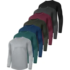 7 Pack Long Sleeve Shirts for Men Dry Fit Moisture Wicking Sun Protection UV UPF T-Shirts for Fishing Workout Gym Sports Clothing Athletic Tops Autumn Soft Fabric Round Neck Loose Fit Raglan Sleeve