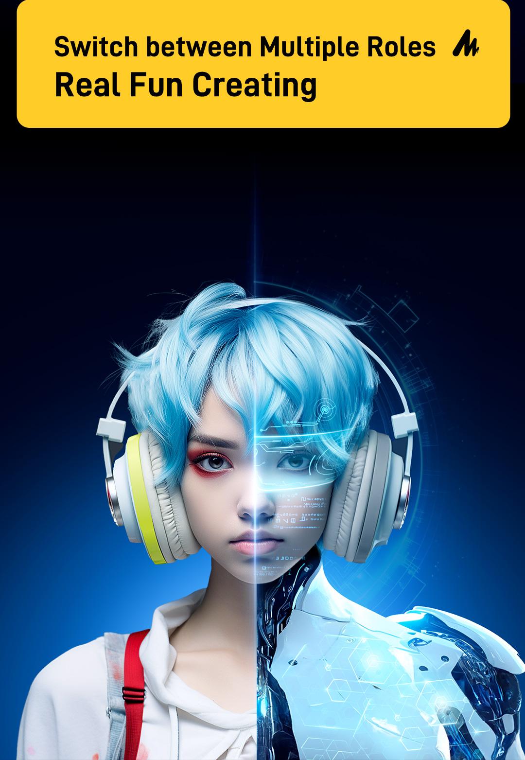 Maono DM40 Voice Changer USB / Wireless Desktop Audio RGB Gaming Microphone with Noise Reduction and EQ Setting,Compatible with Computer, PC, PS4, PS5, Smartphone, Mac, Ideal for Singing,Game Streaming,Recording and Podcasting.