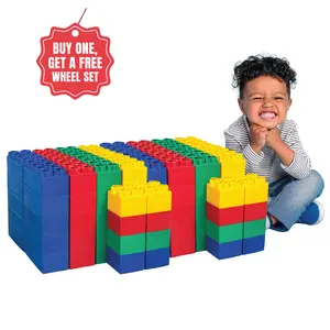 BiggoBlocks Jumbo Building Blocks 96 PC Standard Set for Kids Ages 4-8 - Durable Plastic Magnetic Tiles for Indoor & Outdoor Play - STEM Education Tools