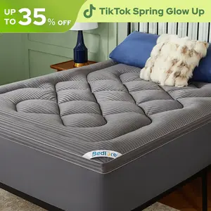 【BEDLORE】Cooling Mattress Topper, Thick Pillow-Top Pad for Pressure Relief & Comfort, Soft Breathable, Deep Pockets (Fits 6–18 Inches) for Home, Bedroom, Guest Room