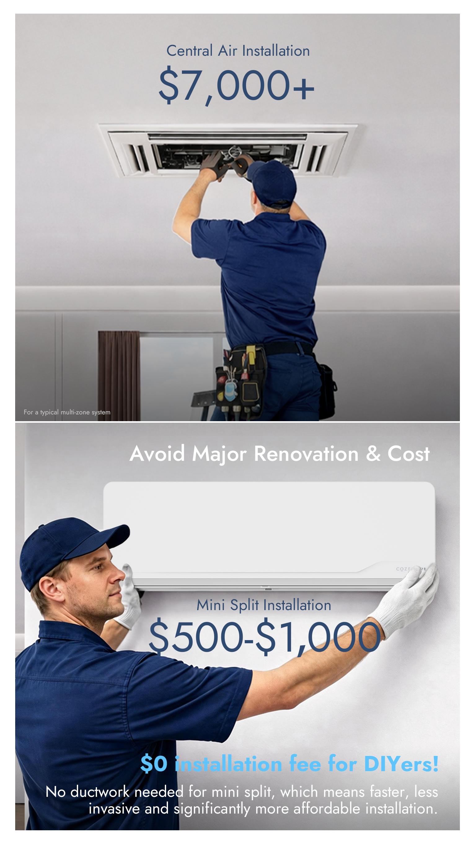 【Conquer the Blizzard】Cozeware 12000 BTU 115V/230V Mini Split Air Conditioner Heat Pump 20 SEER2 Inverter Compatible with Wifi Alexa Cools Up to 750 Sq Ft for Living Room Bedroom Study Loft Garage