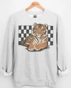 Checkered Tiger Graphic Top