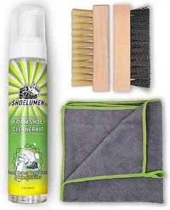 Shoe Cleaner Sneakers,White Shoe Cleaner,Shoe Cleaning Kit with 2 Brush,Shoe Cleaning Removes Dirt and Stain for White Shoes, Suede, Leather, Canvas, Knit, Boots, Fabric, PU