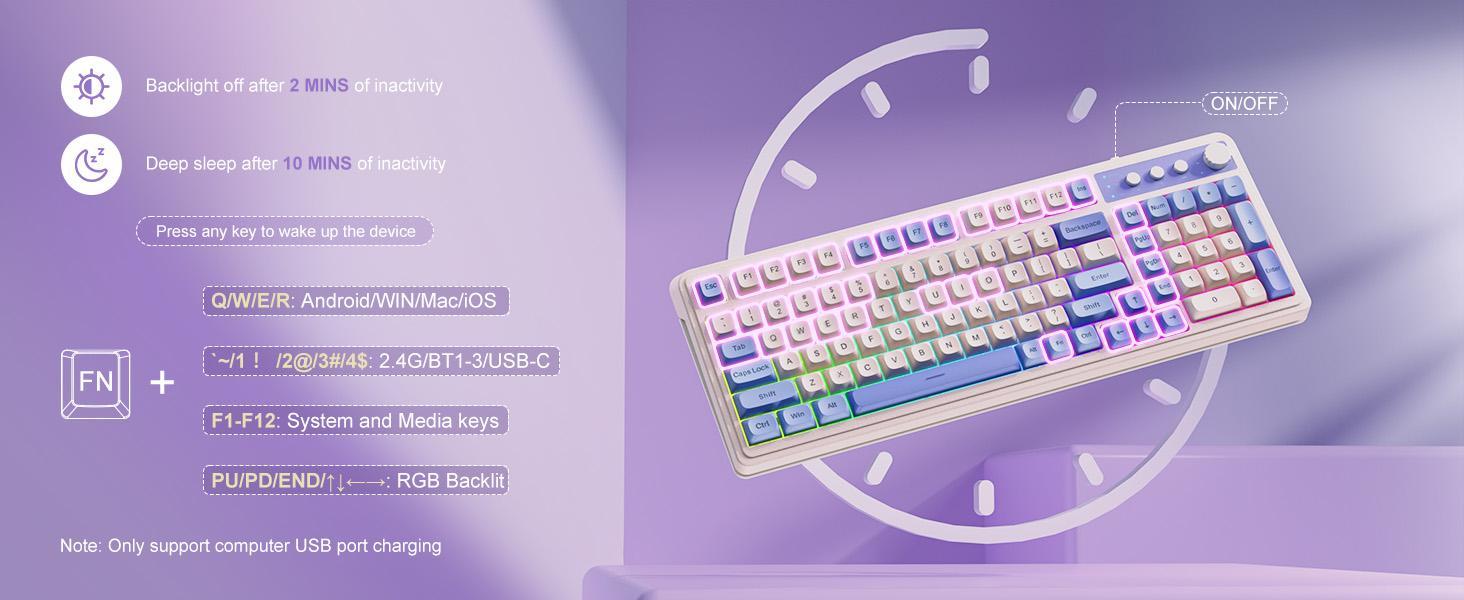 AULA S99 Wireless Gaming Keyboard, Tri-Mode Bluetooth/2.4GHz/USB-C, RGB Backlit Mechanical Keyboard for Office and Gaming, Custom Macro Keys,Media Knob, Mechanical Feel Compatible with PC, Mac, and Xbox Fixed Keycaps & Switches (Non-Replaceable) AULA S99 Wireless Gaming Keyboard, Tri-Mode Bluetooth/2.4GHz/USB-C, RGB Backlit Mechanical Keyboard for Office and Gaming, Custom Macro Keys,Media Knob, Mechanical Feel Compatible with PC, Mac, and Xbox Fixed Keycaps & Switches (Non-Replaceable)