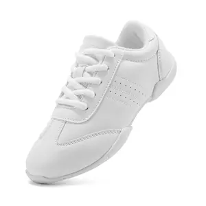 BAXINIER White Cheerleading Dancing Shoes Athletic Training Tennis Walking Breathable Competition Cheer Sneakers