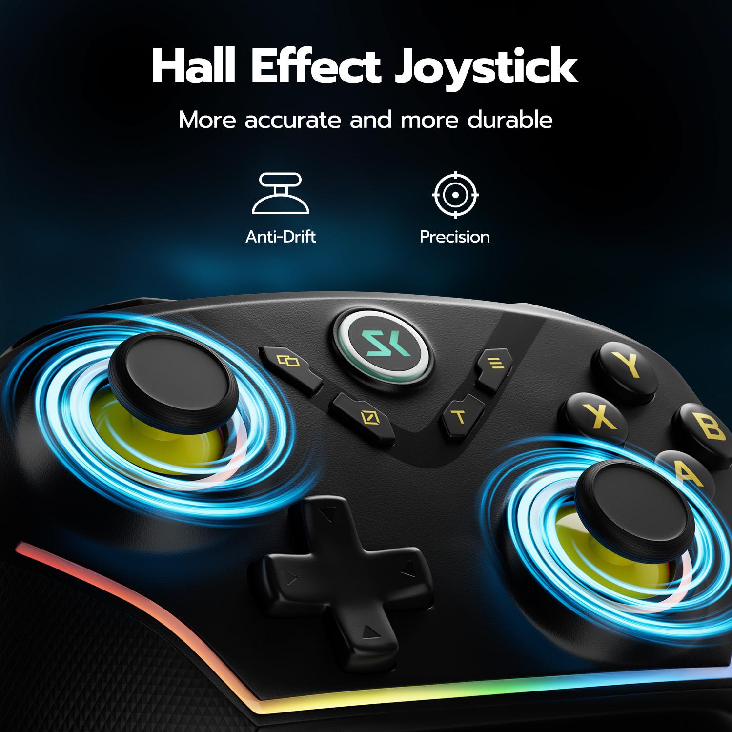 Wireless Game Controller With RGB Backlit, 3 Way Lock Hall Trigger, Hall Joytick, 1000Hz Polling Rate, No Stick Drift, 6-Axis Gyro, 4 Custom Macro, Adjustable Turbo/Vibration, Multi-Platform, Compatible with PC/Switch/Steam/Android/iOS, AG43 Wireless Game Controller With RGB Backlit, 3 Way Lock Hall Trigger, Hall Joytick, 1000Hz Polling Rate, No Stick Drift, 6-Axis Gyro, 4 Custom Macro, Adjustable Turbo/Vibration, Multi-Platform, Compatible with PC/Switch/Steam/Android/iOS, AG43