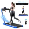 COSTWAY 2-in-1 Treadmill, 7.5MPH Under-Desk Electric Treadmill w/Dual Display, Bluetooth Speaker, APP & Remote Control, Speed Adjustable Portable Walking Pad Jogging Machine for Home
