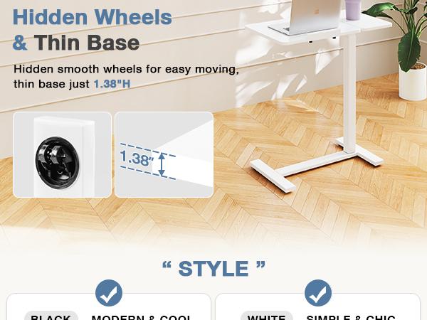 [Deal]Overbed Bedside Table with Wheels, Adjustable Hospital & Home Use Bed Table, Rolling Laptop Table, Mobile Standing Desk