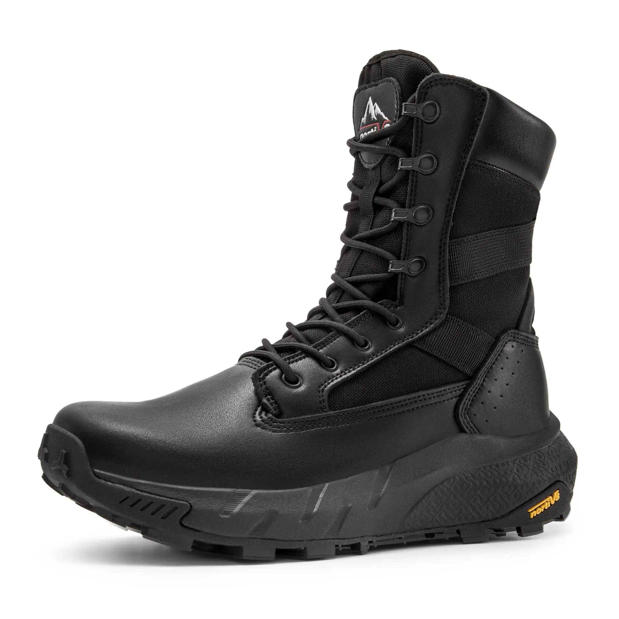 NORTIV 8 Men's High-Top Tactical Boots, Leather Closed-Toe Footwear with Side Zip, Gusseted Tongue, Rubber Sole for Worker, Walking, Patrol & Security Guard Shoes, Walking Shoes, Patrol Shoes
