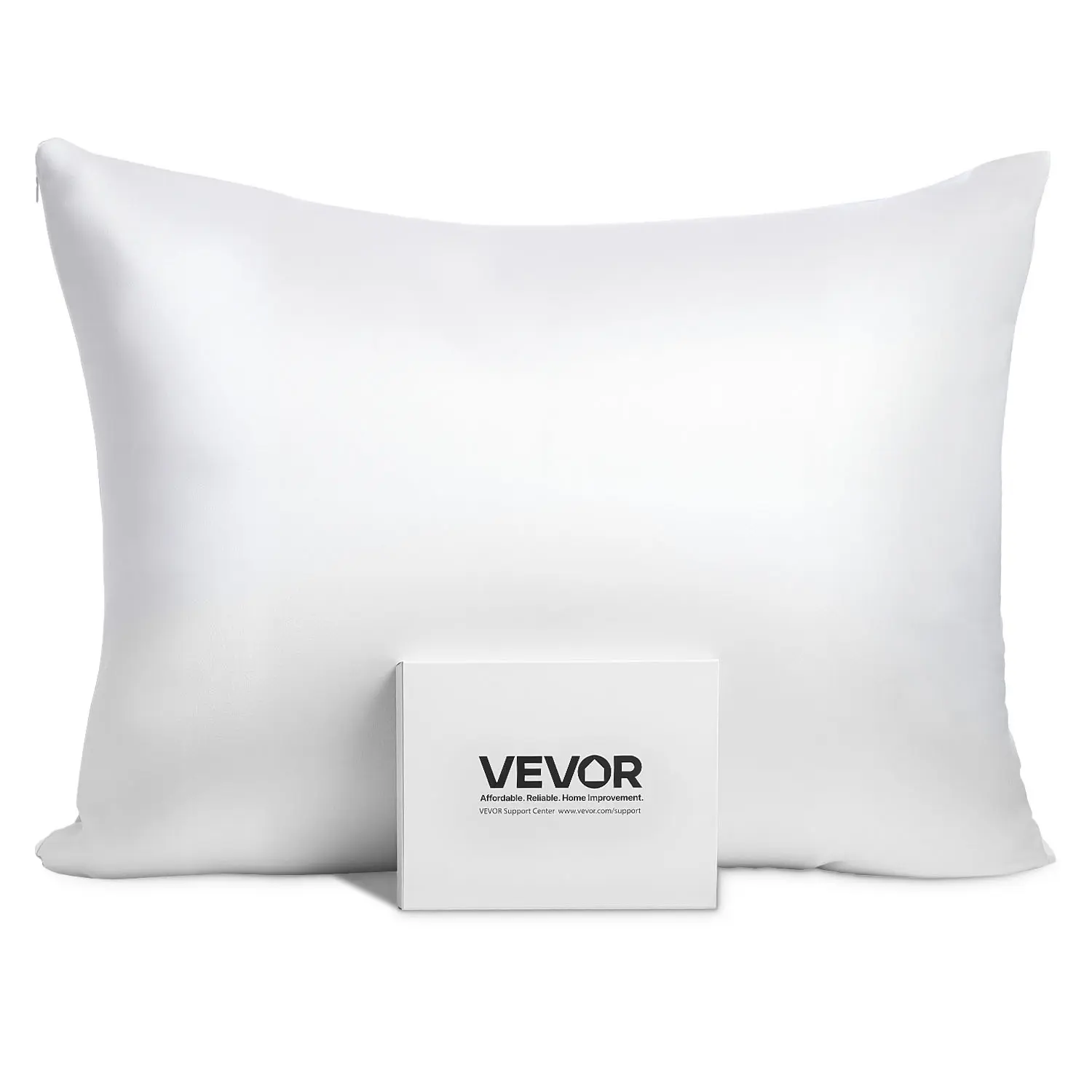VEVOR 100% Pure Mulberry Silk Pillowcase, 26in x 20in Standard Size, Anti-Allergic, Smooth, Soft, Breathable Silky Bedding with Hidden Zipper for Hair and Skin (White)#BackToSchool