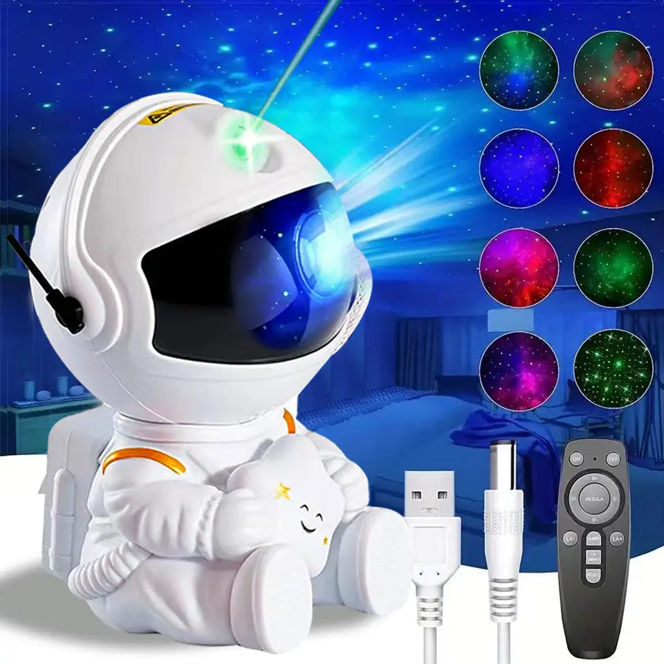 Astronaut Galaxy Night Light Projector - 8-Color LED Nebula Star Ceiling Light, Color Changing Lighting, Decorative Colorful LED, Adjustable with Remote, Kids Room Decor, Kids Birthday & Christmas Gift, Led Lights