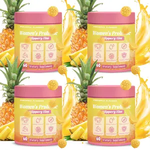 Slippery Elm Probiotic Prebiotic Gummies for Women | Hawaiian Pineapple | 60ct Feminine pH Balance Supplement