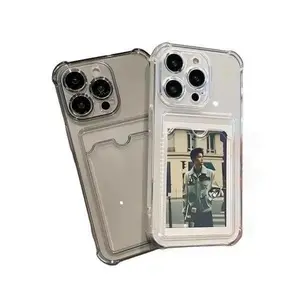 Shockproof Card Holder Phone Case for iPhone 17 Pro Max 16 15 14 13 12 11 Four-Corner Drop Protection Full Coverage with Cutouts for Ports Lightweight Comfortable to Hold Fits Cards up to 3 Inch