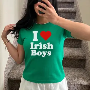 I Heart Irish Boys Baby Tee - St Patrick's Day Fitted Top