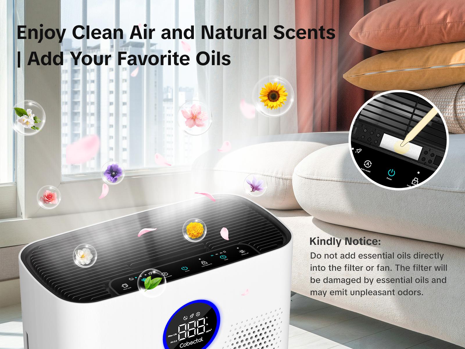 Cobectal H14 True HEPA Air Purifier for Home – Whisper Quiet Air Cleaner for Large Rooms, Bedroom, Nursery | Smart Auto Mode, Odor & Germ Eliminator, Pet Dander & Allergy Relief – Ideal Gift for Family & Friends