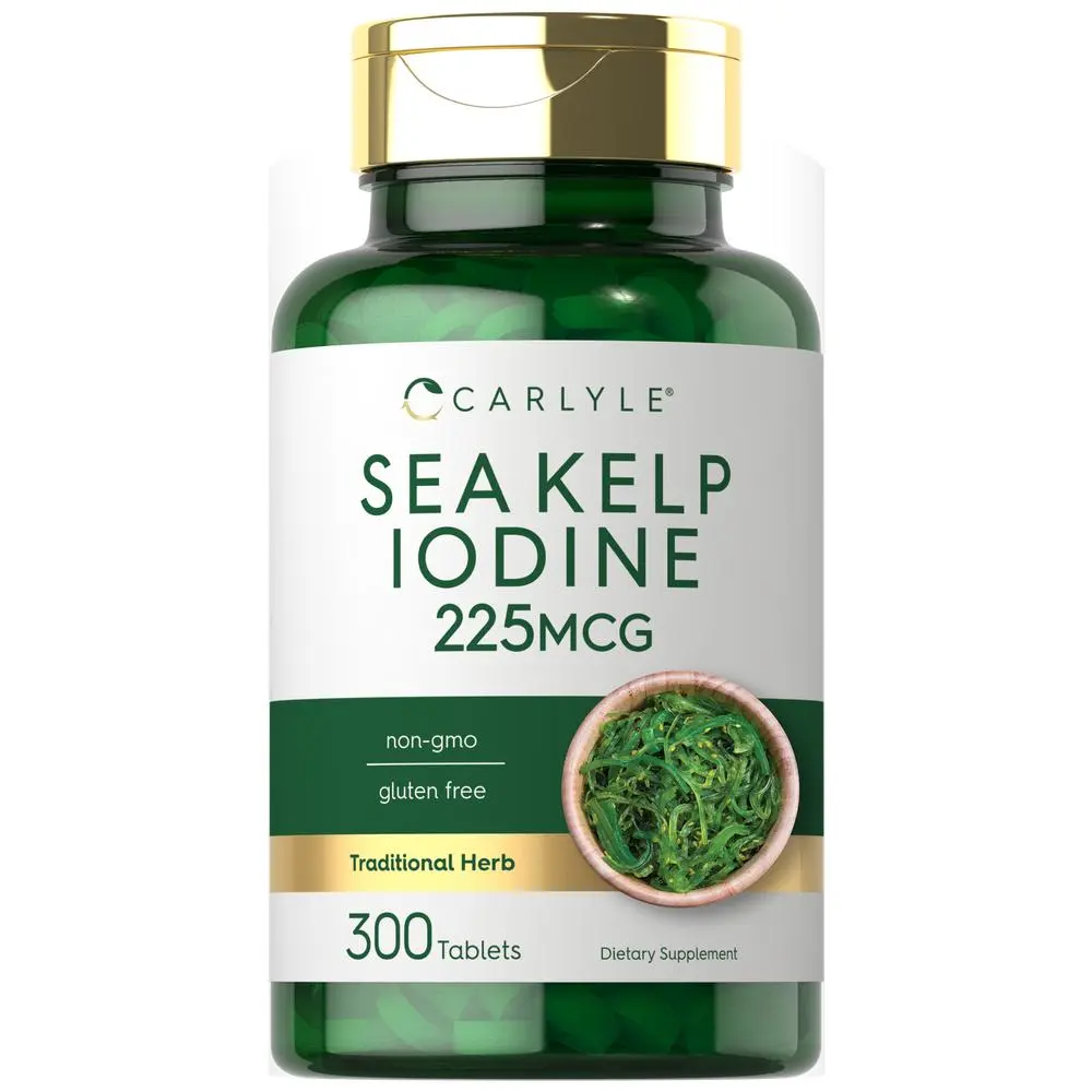 Carlyle Sea Kelp Iodine Supplement - 225mcg - 300 Tablets - Non-GMO, Gluten Free - Traditional Herb Supplement